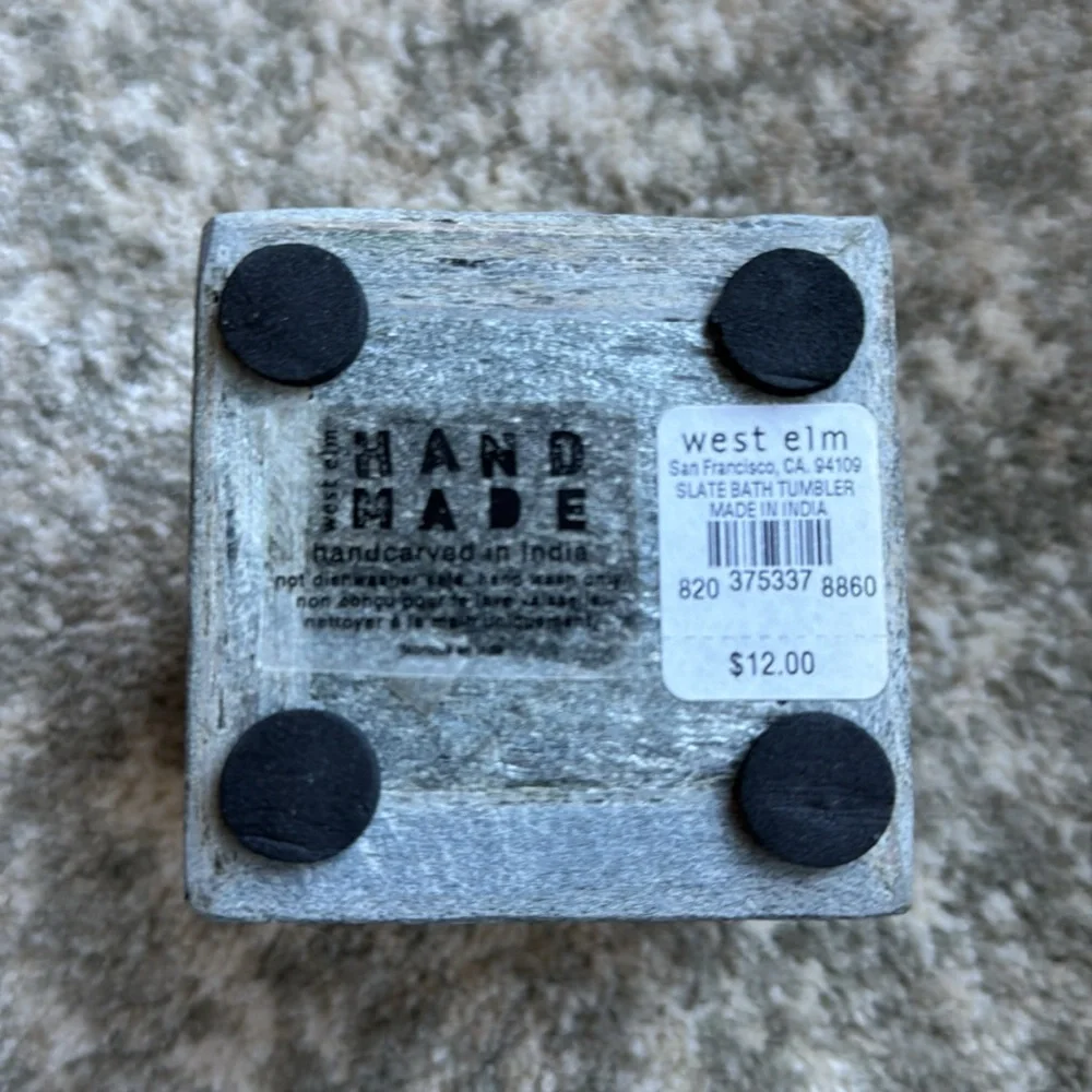 West Elm slate bath tumbler, NWT